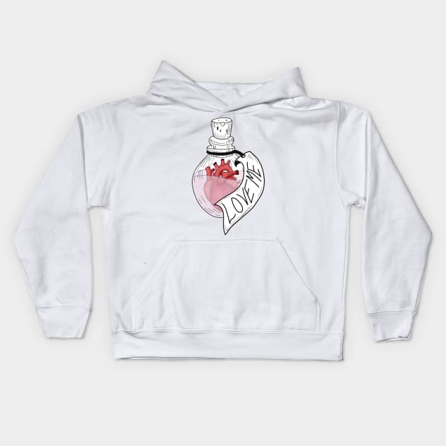 Love Potion - Anatmoical Heart In A Bottle Kids Hoodie by DesignsBySaxton